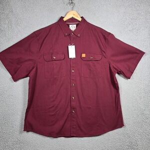 Customized Version Shirt Mens Size 2XL Burgundy Stretch Cotton Twill Relaxed NWT